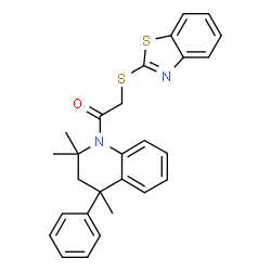 1-[(1,3-benzothiazol-2-ylsulfanyl)acetyl]-2,2,4-trimethyl-4-phenyl-1,2,3,4-tetrahydroquinoline结构式