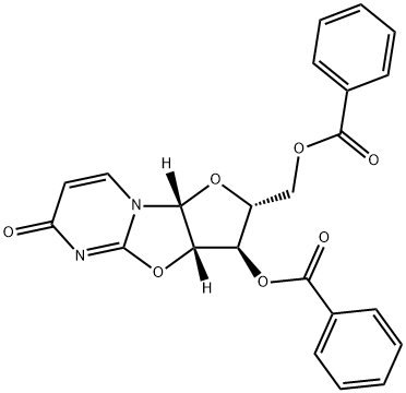 3'-O,5'-O-Dibenzoyl-2,2'β-epoxy-2,3-didehydro-2-deoxo-2'-deoxyuridine structure