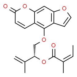 (Z)-2-Methyl-2-butenoic acid [R,(+)]-2-methyl-4-[(7-oxo-7H-furo[3,2-g][1]benzopyran-4-yl)oxy]-1-butene-3-yl ester structure