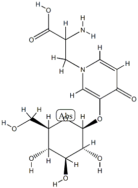 α-Amino-3-(β-D-glucopyranosyloxy)-4-oxo-1(4H)-pyridinepropionic acid Structure