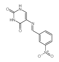 5-[(3-nitrophenyl)methylideneamino]-1H-pyrimidine-2,4-dione structure