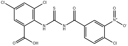 3,5-dichloro-2-[[[(4-chloro-3-nitrobenzoyl)amino]thioxomethyl]amino]-benzoic acid结构式