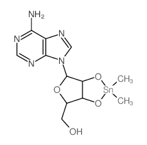 2-(6-aminopurin-9-yl)-5-(hydroxymethyl)oxolane-3,4-diol; dimethyltin结构式
