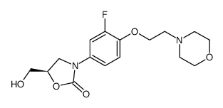 (R)-3-[3-Fluoro-4-(2-morpholin-4-yl-ethoxy)-phenyl]-5-hydroxymethyl-oxazolidin-2-one结构式
