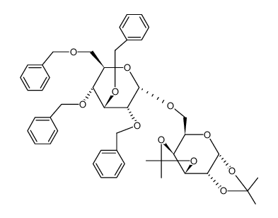 O-(2,3,4,6-tetra‐O‐benzyl-α-D-glucopyranosyl)-(1→6)-1,2,3,4-di-O-isopropylidene-α‐D‐galactopyranoside结构式