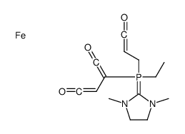 2-[(1,3-dimethylimidazolidin-2-ylidene)-ethyl-(3-oxoprop-2-enyl)-λ5-phosphanyl]buta-1,3-diene-1,4-dione,iron Structure