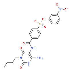 Benzenesulfonic acid,4-[[(4-amino-1-butyl-1,2,3,6-tetrahydro-2,6-dioxo-5-pyrimidinyl)amino]carbonyl]-,3-nitrophenyl ester Structure