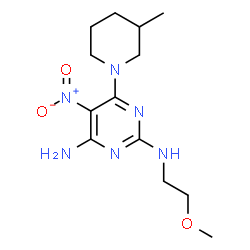 N~2~-(2-methoxyethyl)-6-(3-methyl-1-piperidinyl)-5-nitro-2,4-pyrimidinediamine结构式