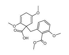 2,5-Dimethoxy-1-<(3'-methoxy-2'-(methoxycarbonyl)phenyl)methyl>-2,5-cyclohexadiene-1-carboxylic acid结构式