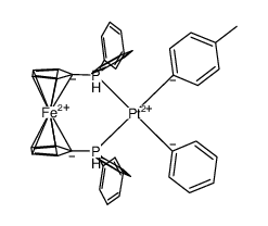 (1,1'-bis(diphenylphosphino)ferrocene)Pt(C6H4-4-CH3)(C6H5) Structure