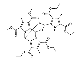 5,10-(3,5-bisethoxycarbonyl-4-methylpyrrol-2-ylmethylenedioxy)-1,3,6,8-tetrakisethoxycarbonyl-2,7-dimethyl-5H,10H-dipyrrolo(1,2-a,1',2'-d)pyrazine结构式