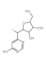 6-[chloro-[3,4-dihydroxy-5-(hydroxymethyl)oxolan-2-yl]methyl]-1H-pyrimidin-4-one结构式
