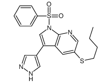5-(Butylsulfanyl)-1-(phenylsulfonyl)-3-(1H-pyrazol-4-yl)-1H-pyrro lo[2,3-b]pyridine结构式