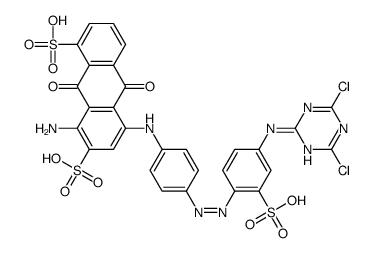 8-amino-5-[[4-[[4-[(4,6-dichloro-1,3,5-triazin-2-yl)amino]-2-sulphophenyl]azo]phenyl]amino]-9,10-dihydro-9,10-dioxoanthracene-1,7-disulphonic acid结构式