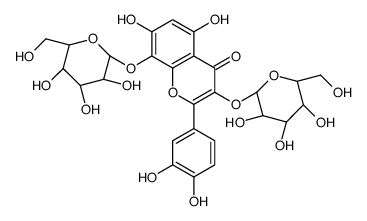 2-(3,4-dihydroxyphenyl)-5,7-dihydroxy-3,8-bis[[(2S,3R,4S,5S,6R)-3,4,5-trihydroxy-6-(hydroxymethyl)oxan-2-yl]oxy]chromen-4-one Structure