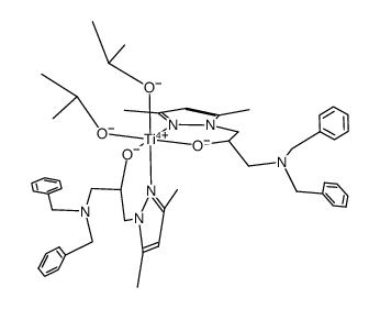 [(1-dibenzylamino-3-(3,5-dimethyl-pyrazol-1-yl)-propan-2-ol(-1H))2Ti(O-i-Pr)2] Structure