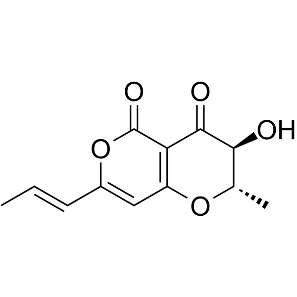 4H,5H-Pyrano[4,3-b]pyran-4,5-dione,2,3-dihydro-3-hydroxy-2-methyl-7-[(1E)-1-propen-1-yl]-, (2S,3S)-结构式