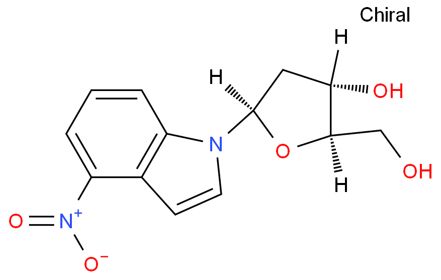 1H-Indole, 1-(2-deoxy-β-D-erythro-pentofuranosyl)-4-nitro- Structure