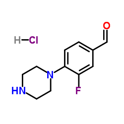 3-Fluoro-4-(1-piperazinyl)benzaldehyde hydrochloride (1:1)结构式