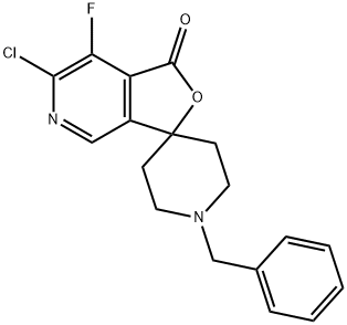 1'-BENZYL-6-CHLORO-7-FLUORO-1H-SPIRO[FURO[3,4-C]PYRIDINE-3,4'-PIPERIDIN]-1-ONE结构式