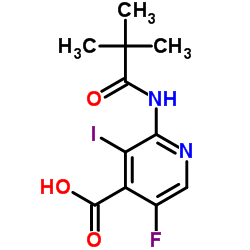 2-[(2,2-Dimethylpropanoyl)amino]-5-fluoro-3-iodoisonicotinic acid结构式