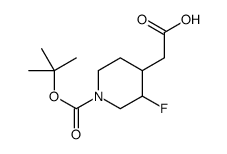 2-(1-(tert-butoxycarbonyl)-3-fluoropiperidin-4-yl)acetic acid结构式