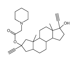 A-Norpregn-20-yne-2,17-diol, 2-ethynyl-, 2-(1-piperidineacetate), (2-b eta,5-alpha,17-alpha)-结构式