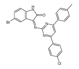5-Bromo-3-[(Z)-4-(4-chloro-phenyl)-6-p-tolyl-pyrimidin-2-ylimino]-1,3-dihydro-indol-2-one结构式