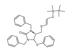 1,3-dibenzyl-2-oxo-5-(4-tert-butyldimethylsilyloxy-2-thiabut-3-enyl)-4-phenylthioimidazolidine结构式