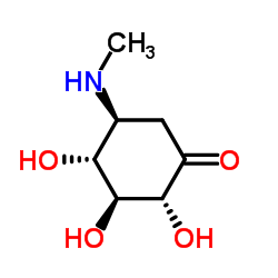 (2R,3S,4R,5S)-2,3,4-Trihydroxy-5-(methylamino)cyclohexanone Structure