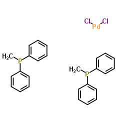 Palladium,dichlorobis(methyldiphenylphosphine)- structure