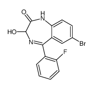 7-bromo-5-(2-fluorophenyl)-1,3-dihydro-3-hydroxy-2H-1,4-benzodiazepin-2-one Structure