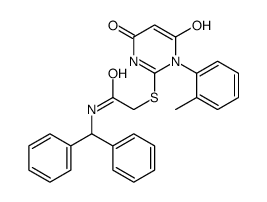 N-benzhydryl-2-[6-hydroxy-1-(2-methylphenyl)-4-oxopyrimidin-2-yl]sulfanylacetamide结构式