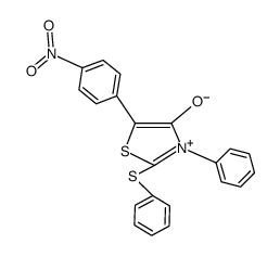 5-(4-nitro-phenyl)-4-oxo-3-phenyl-2-phenylsulfanyl-4,5-dihydro-thiazolium betaine结构式