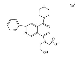 4-[N-carboxymethyl-N-(2-hydroxyethyl)amino]-1-morpholino-7-phenylpyrido[3,4-d]pyridazine sodium salt结构式