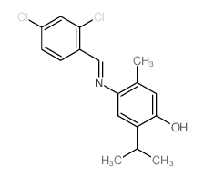 4-[(2,4-dichlorophenyl)methylideneamino]-5-methyl-2-propan-2-yl-phenol结构式