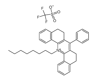 N-n-octyl-5,6,8,9-tetrahydro-7-phenyldibenz[c,h]acridinium trifluoromethanesulfonate结构式