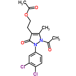 2-[1-Acetyl-2-(3,4-dichlorophenyl)-5-methyl-3-oxo-2,3-dihydro-1H-pyrazol-4-yl]ethyl acetate结构式
