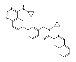 N-cyclopropyl-N-[[3-[4-(cyclopropylamino)quinazolin-6-yl]phenyl]methyl]isoquinoline-3-carboxamide结构式