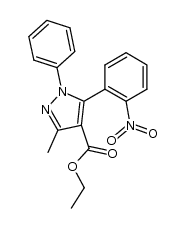 Ethyl 3-methyl-5-(2-nitrophenyl)-1-phenyl-pyrazole-4-carboxylate结构式