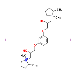 1-(1,2-dimethylpyrrolidin-1-ium-1-yl)-3-[3-[3-(1,2-dimethylpyrrolidin-1-ium-1-yl)-2-hydroxypropoxy]phenoxy]propan-2-ol,diiodide结构式