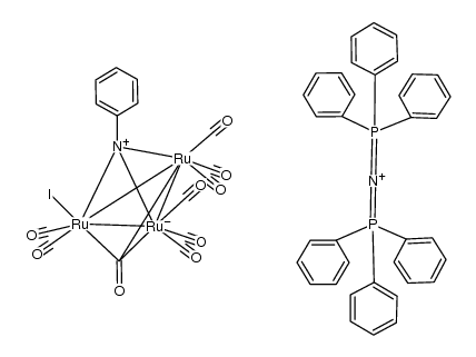{PPN}{Ru3(μ3-NPh)(I)(CO)9}结构式