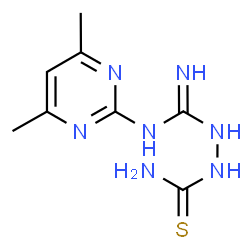 2-[[(4,6-Dimethylpyrimidin-2-yl)amino](imino)-methyl]hydrazinecarbothioamide Structure