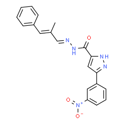 N'-[(1E,2E)-2-methyl-3-phenylprop-2-en-1-ylidene]-3-(3-nitrophenyl)-1H-pyrazole-5-carbohydrazide结构式