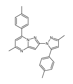 2-(3'-methyl-5'-(4-methylphenyl)pyrazol-1'-yl)-5-methyl-7-(4-methylphenyl)pyrazolo[1,5-a]pyrimidine结构式