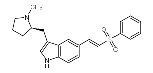 (R)-3-[(1-甲基-2-吡咯烷基)甲基]-5-[2-(苯磺酰基)乙烯基]-1H-吲哚结构式