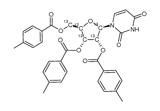 [1',2',3',4',5'-13C5]-2',3',5'-tri-O-(4-toluoyl)-uridine结构式