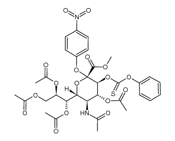 methyl (p-nitrophenyl 5-acetamido-4,7,8,9-tetra-O-acetyl-5-deoxy-3-O-(phenoxythiocarbonyl)-α-D-erythro-L-gluco-2-nonulopyranosid)onate Structure