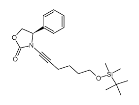 (R)-3-[6-(tert-Butyl-dimethyl-silanyloxy)-hex-1-ynyl]-4-phenyl-oxazolidin-2-one结构式