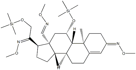 (17α)-3,20-Bis(methoxyimino)-11β,21-bis(trimethylsiloxy)pregn-4-en-18-al O-methyl oxime结构式